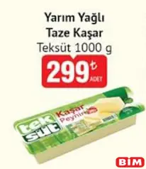 TEKSÜT YARIM YAĞLI TAZE KAŞAR 1000 G fiyat ve kampanya bilgisi